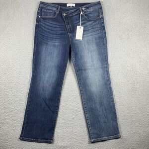 RISEN Jeans Womens 3XL (36x28) Blue Two Tone Crossover Waist Straight NEW